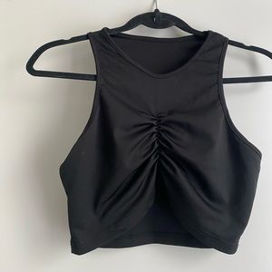 Black ruched sleeveless crop top